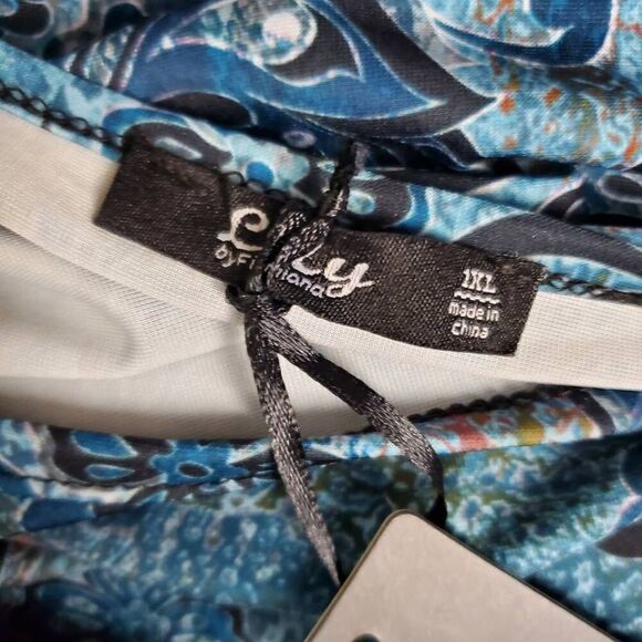 Lily by Firmiana Blue Paisley Tunic Dress Size XXL Ruffle Sleeve Boho - Picture 6 of 7